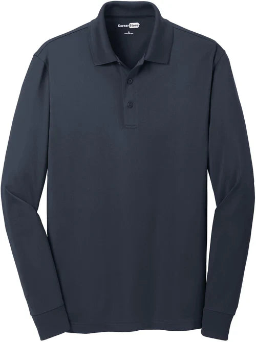 CornerStone Select Snag-Proof Long Sleeve Polo with custom logo embroidery