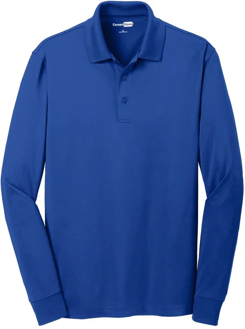 CornerStone Select Snag-Proof Long Sleeve Polo with custom logo embroidery