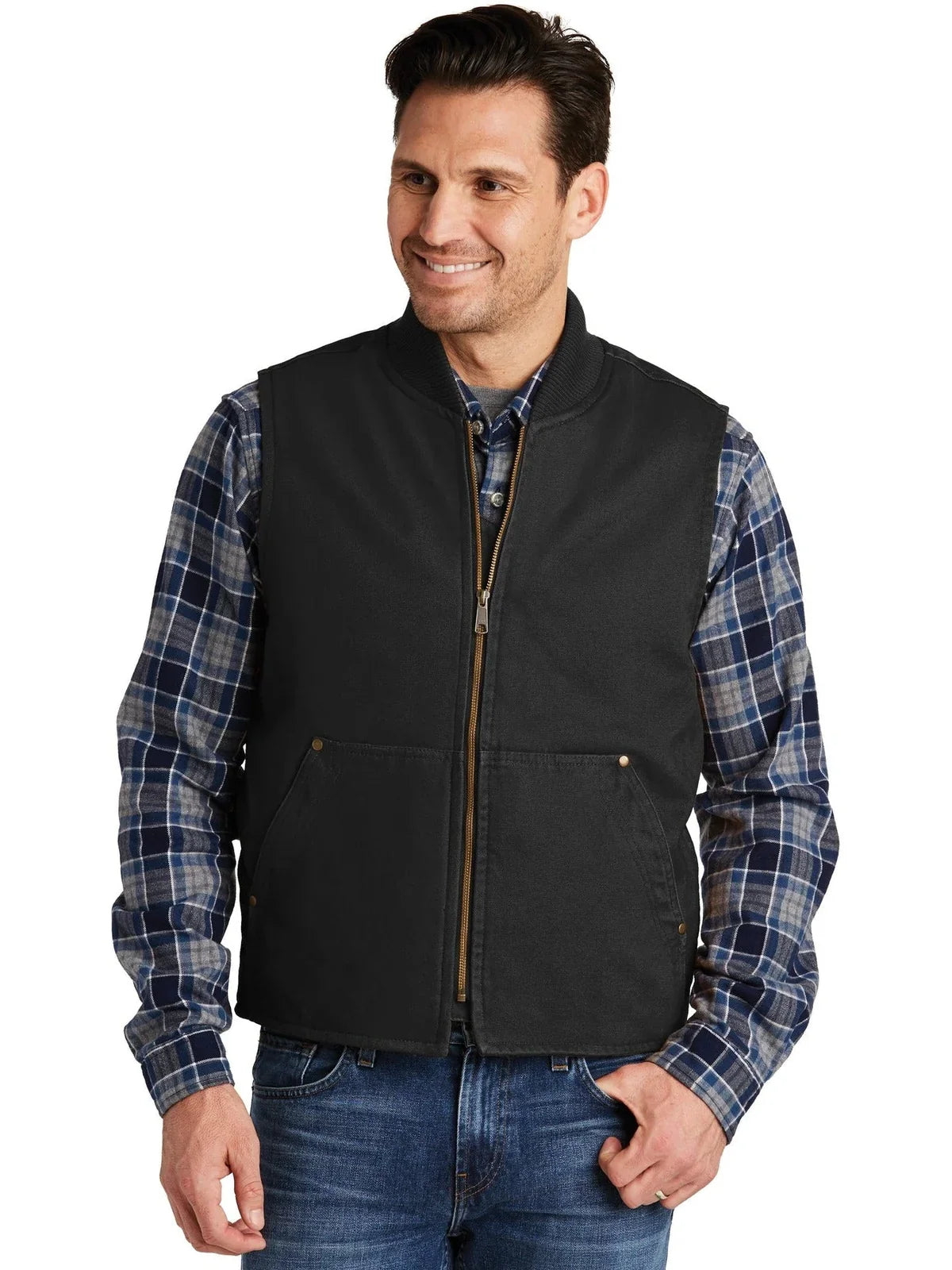 CornerStone Washed Duck Cloth Vest with custom logo embroidery