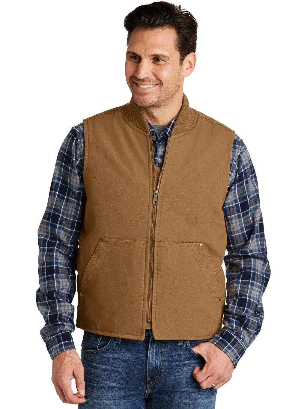 CornerStone Washed Duck Cloth Vest with custom logo embroidery