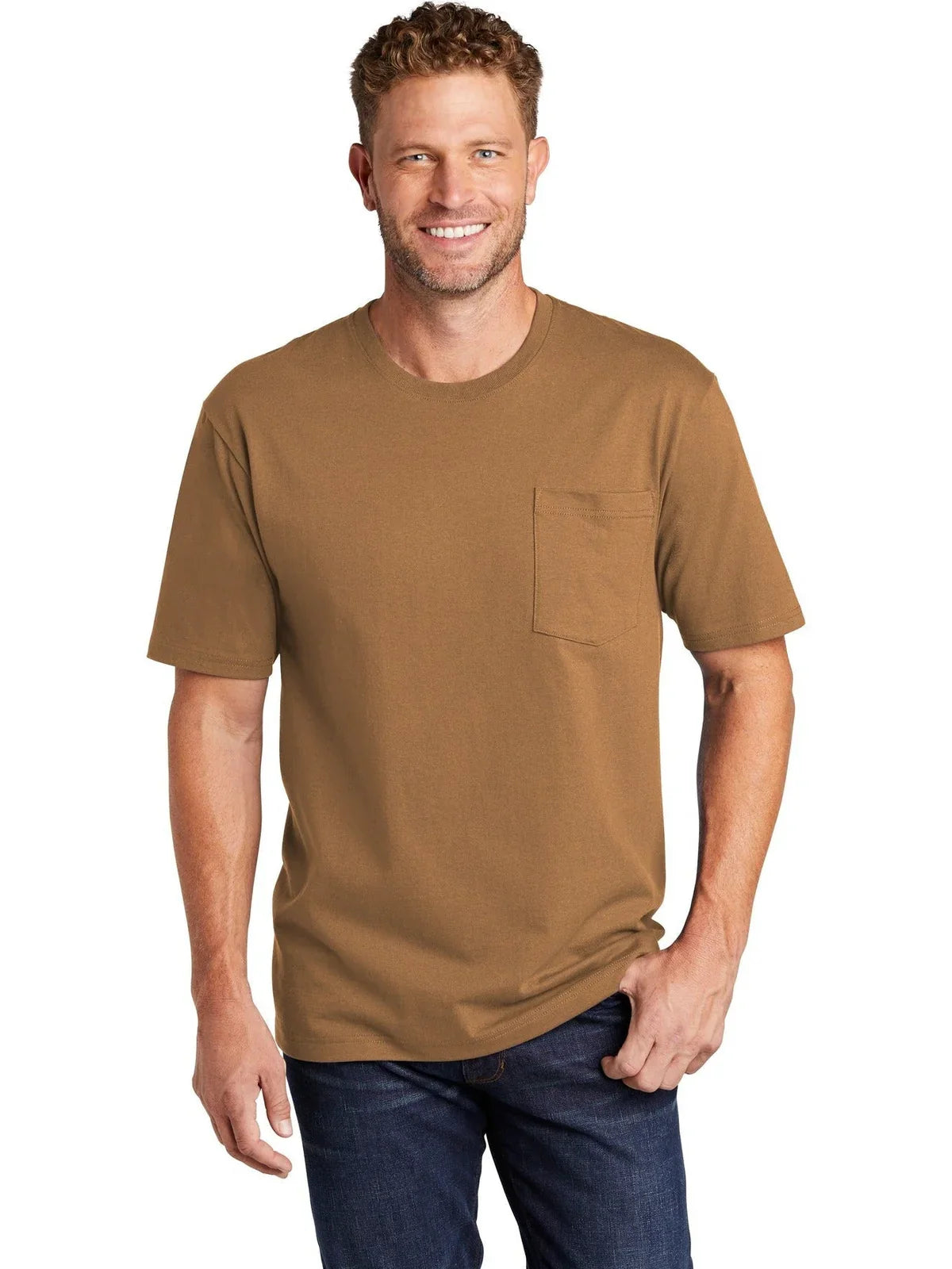 CornerStone Workwear Pocket Tee with custom logo embroidery