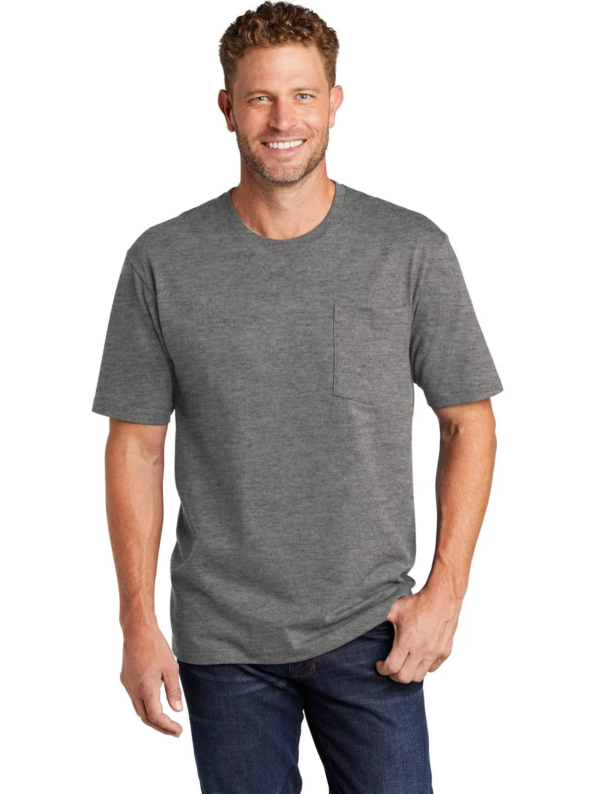 CornerStone Workwear Pocket Tee with custom logo embroidery