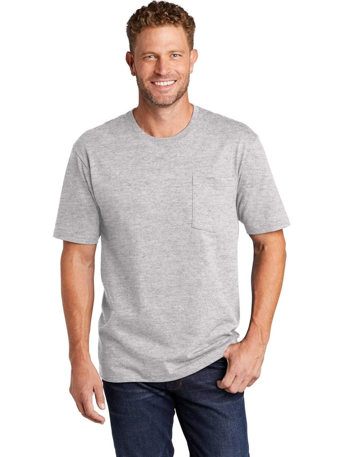 CornerStone Workwear Pocket Tee with custom logo embroidery