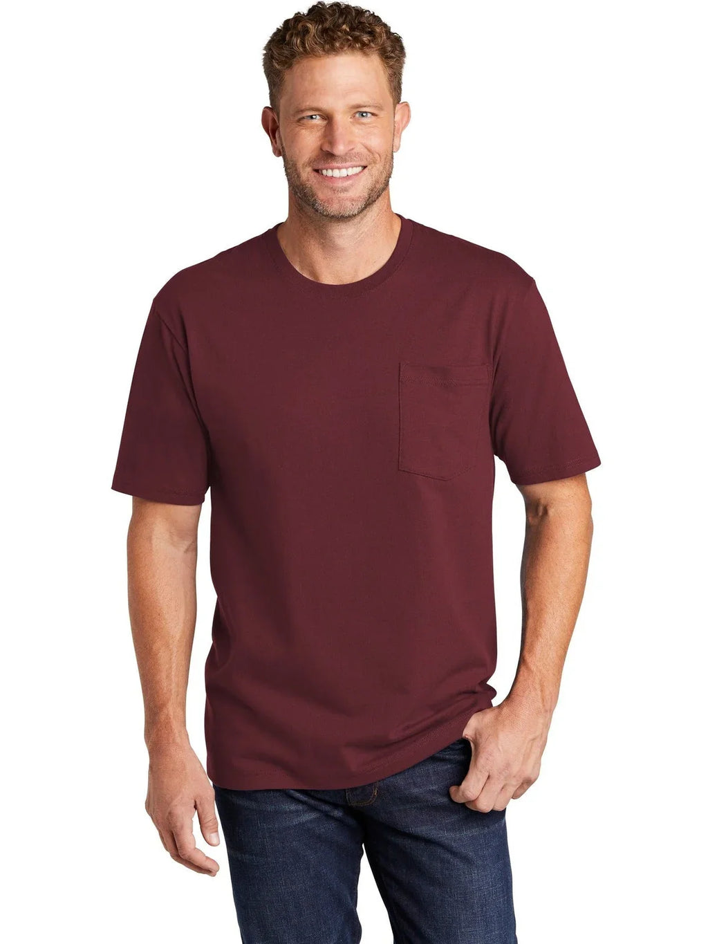 CornerStone Workwear Pocket Tee with custom logo embroidery