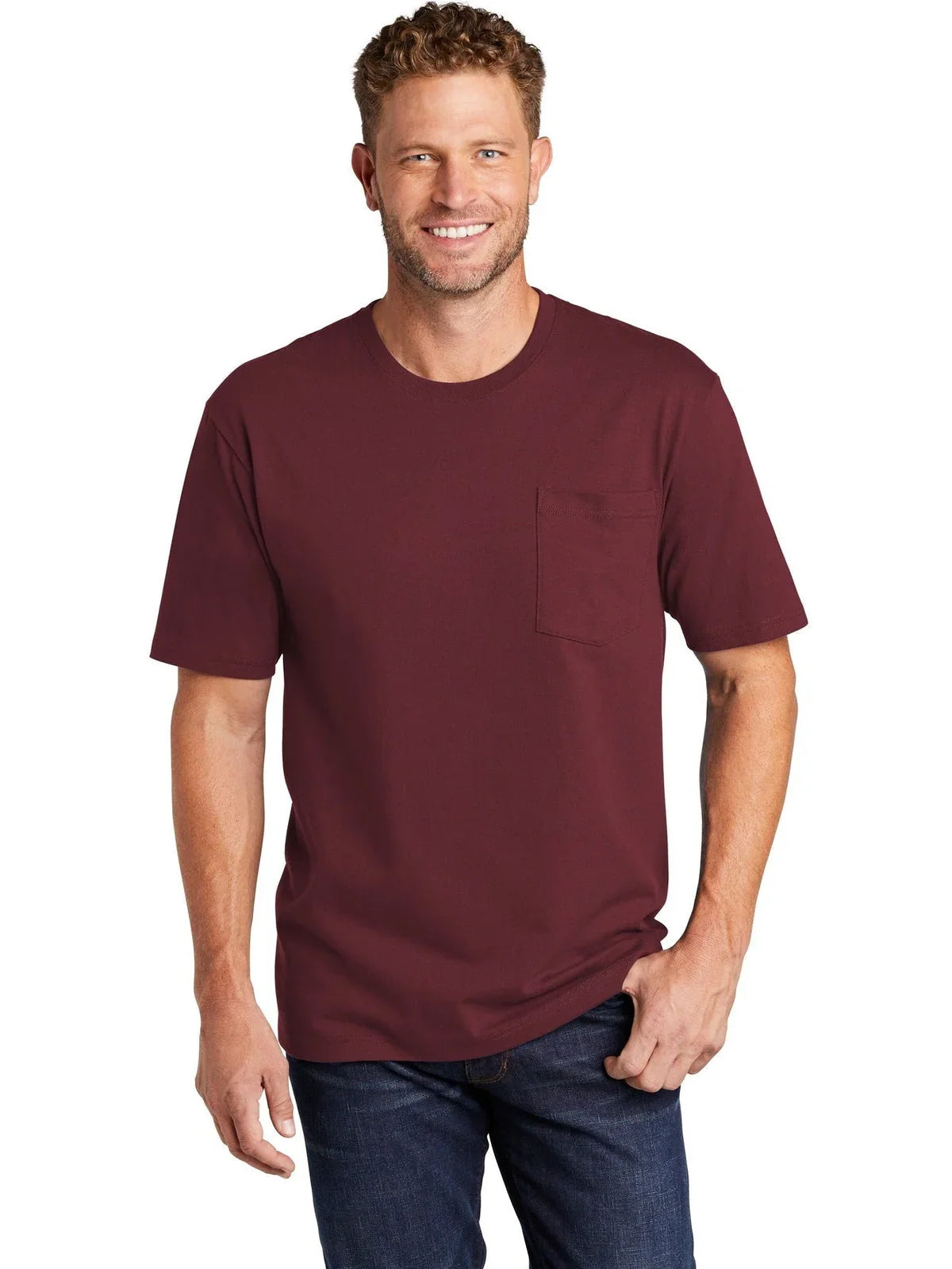 CornerStone Workwear Pocket Tee with custom logo embroidery