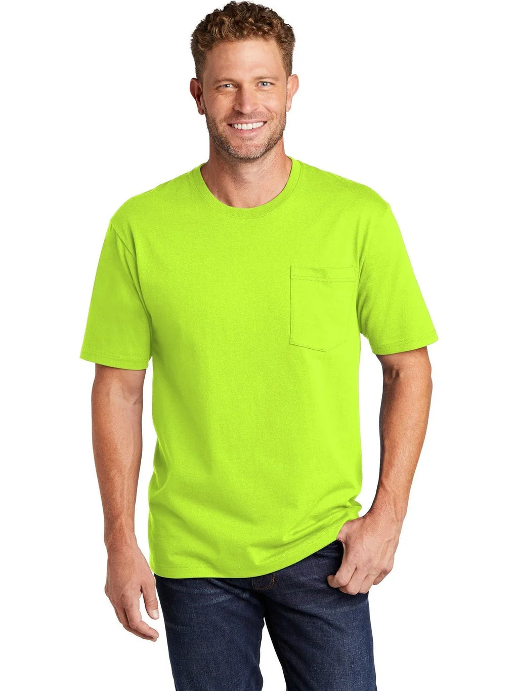 CornerStone Workwear Pocket Tee with custom logo embroidery