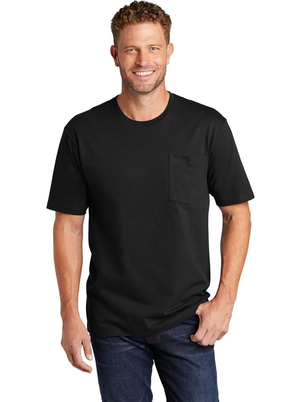 CornerStone Workwear Pocket Tee with custom logo embroidery