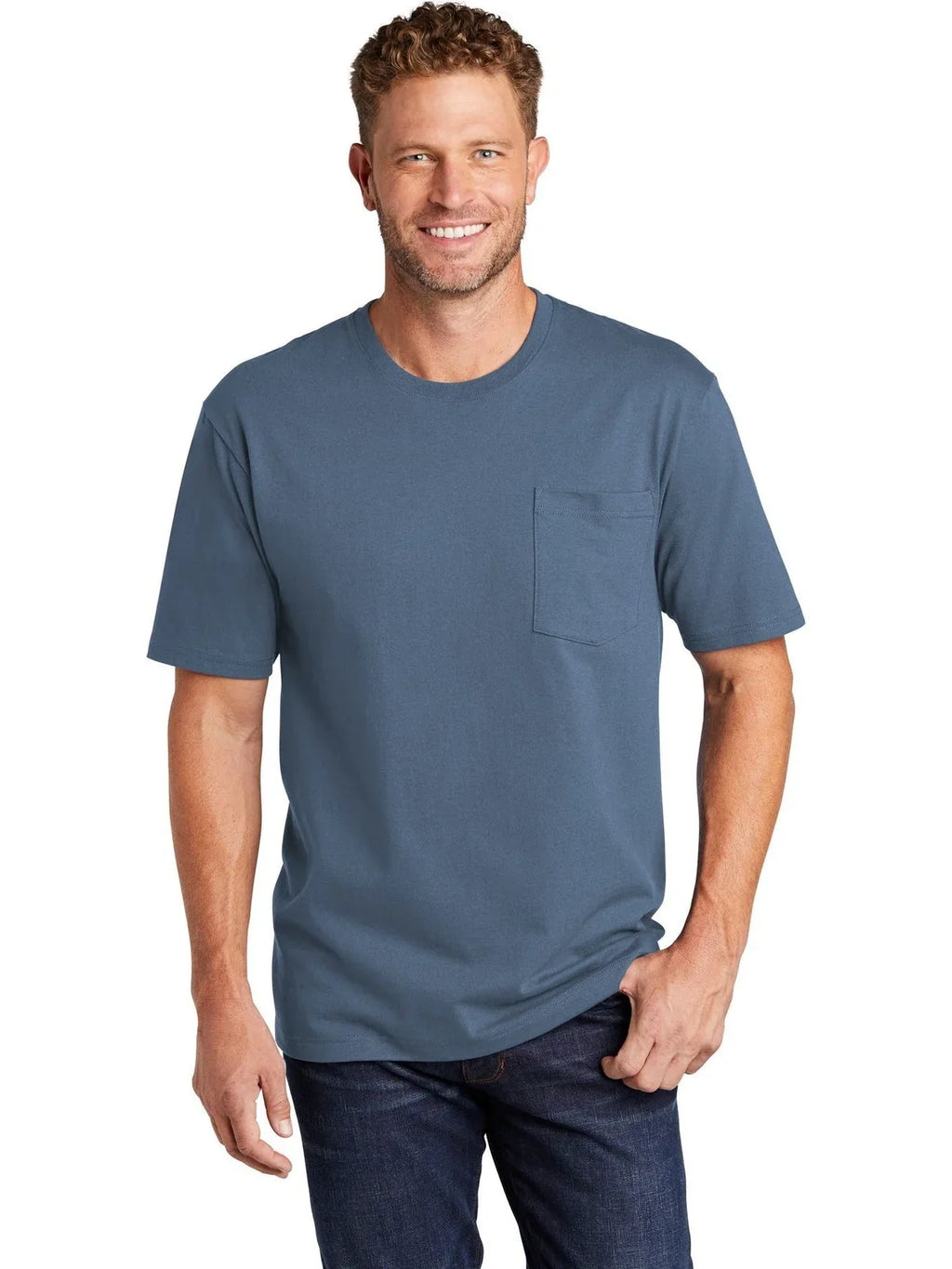 CornerStone Workwear Pocket Tee with custom logo embroidery