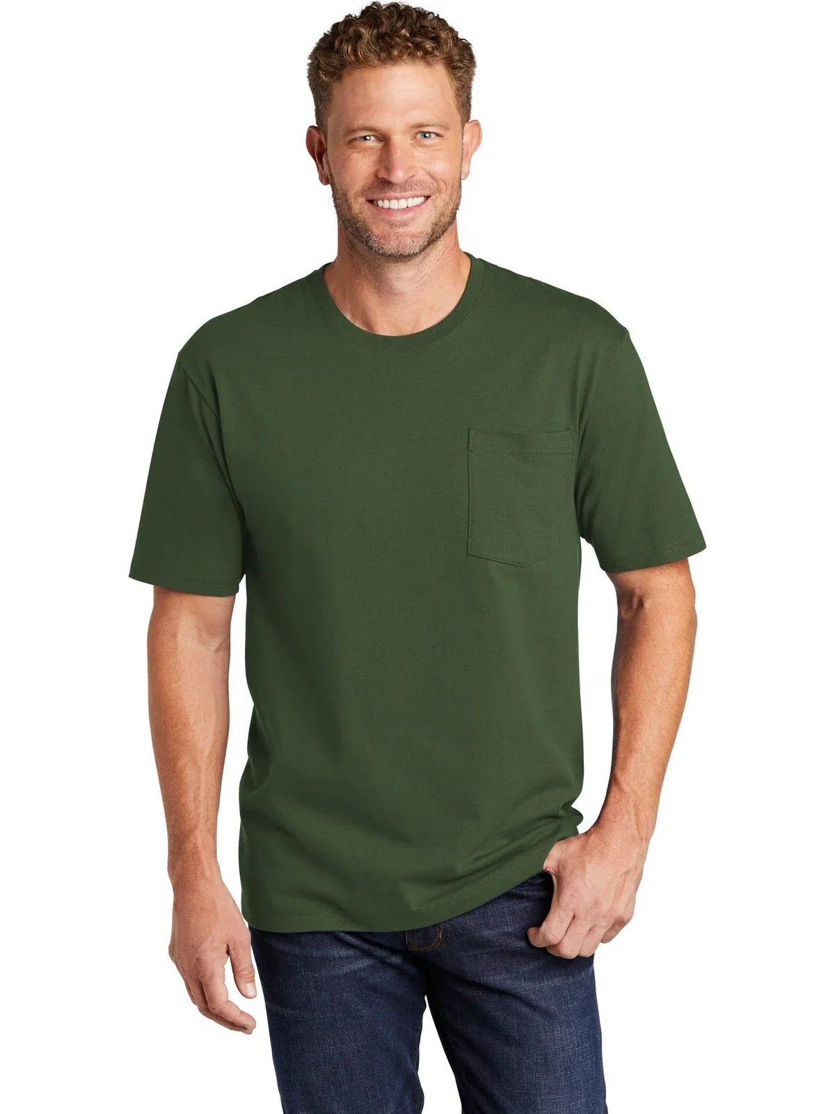 CornerStone Workwear Pocket Tee with custom logo embroidery
