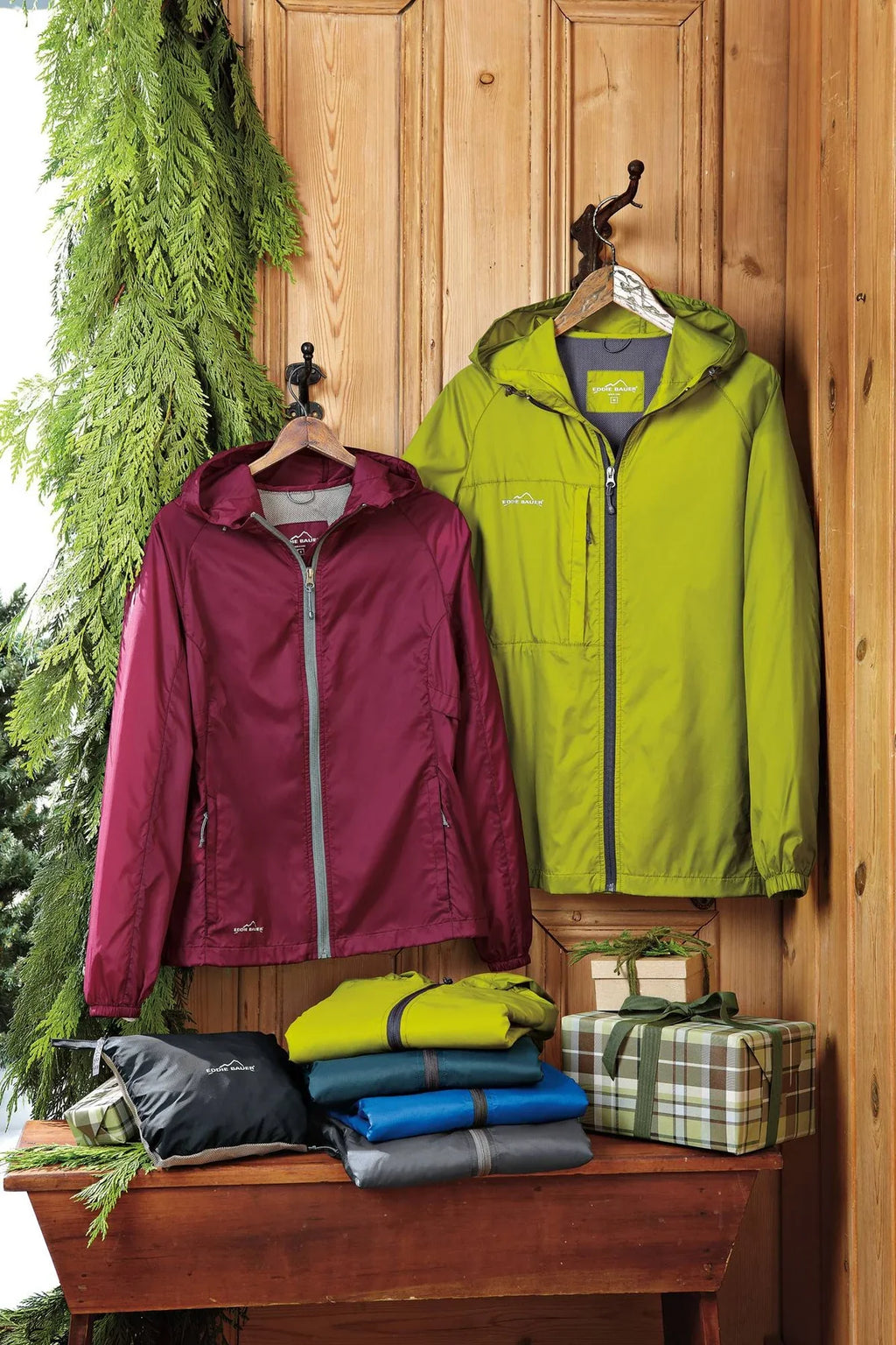 Eddie Bauer Ladies Packable Wind Jacket with custom logo embroidery