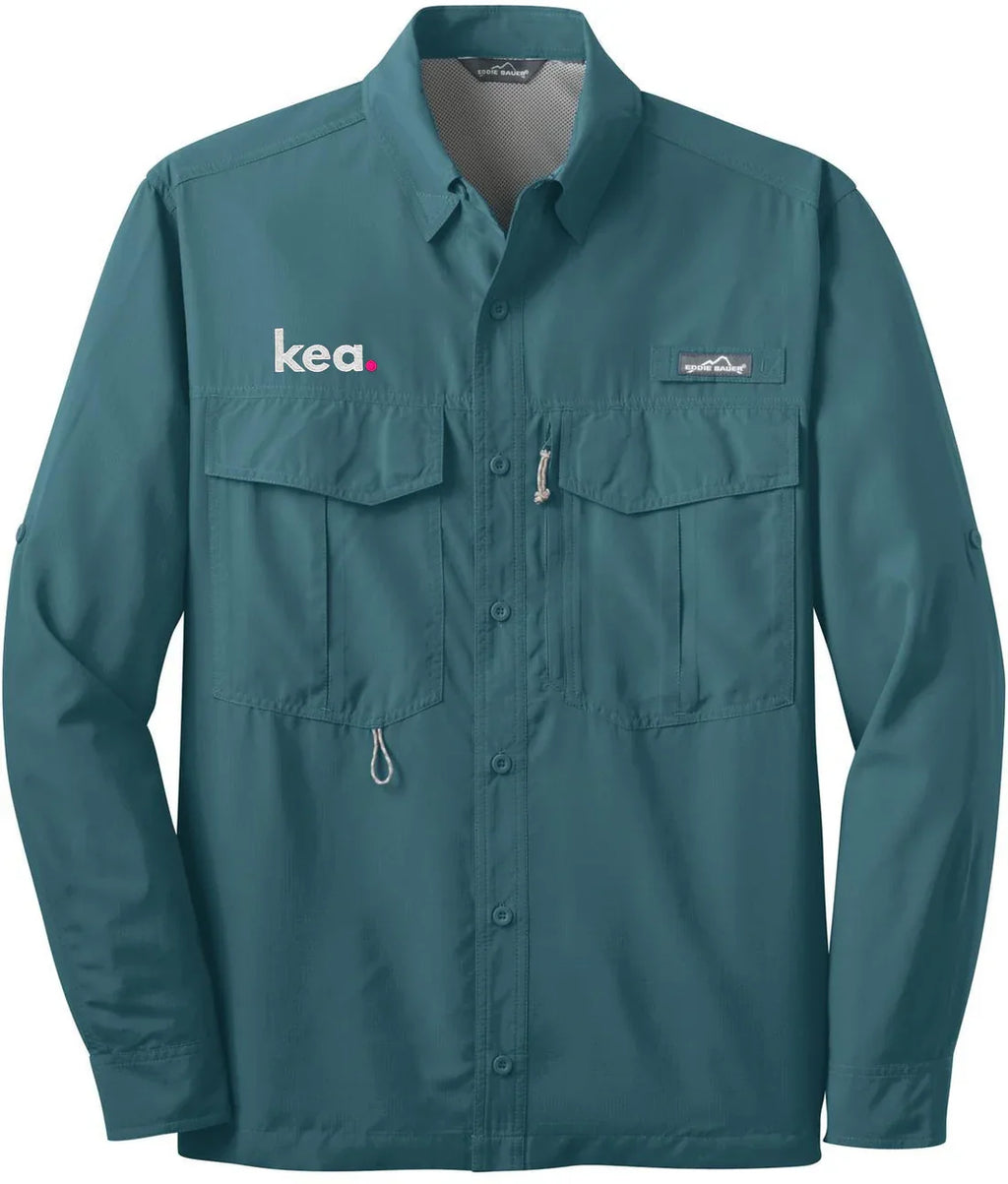 Eddie Bauer Long Sleeve Performance Fishing Shirt with custom logo embroidery