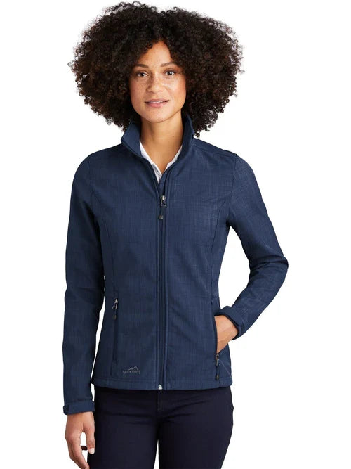 Eddie Bauer Ladies Shaded Crosshatch Soft Shell Jacket with custom logo embroidery