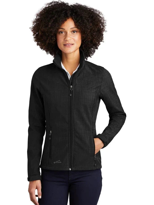Eddie Bauer Ladies Shaded Crosshatch Soft Shell Jacket with custom logo embroidery