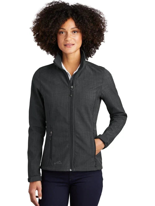 Eddie Bauer Ladies Shaded Crosshatch Soft Shell Jacket with custom logo embroidery