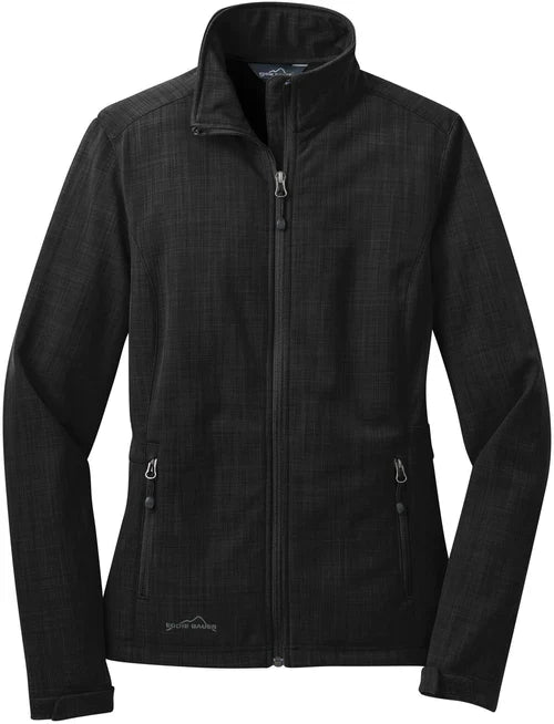 Eddie Bauer Ladies Shaded Crosshatch Soft Shell Jacket with custom logo embroidery