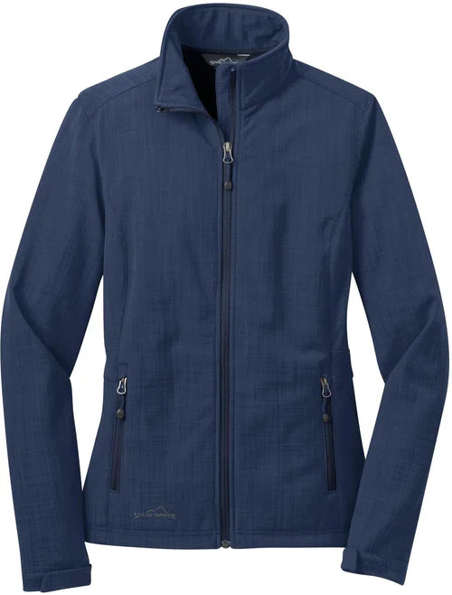 Eddie Bauer Ladies Shaded Crosshatch Soft Shell Jacket with custom logo embroidery