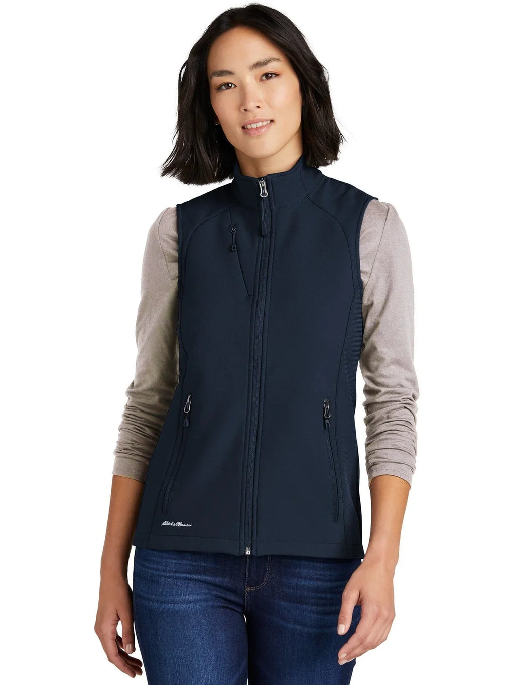 Eddie Bauer Women's Stretch Soft Shell Vest with custom logo embroidery
