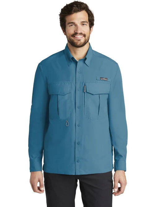 Eddie Bauer Long Sleeve Performance Fishing Shirt with custom logo embroidery