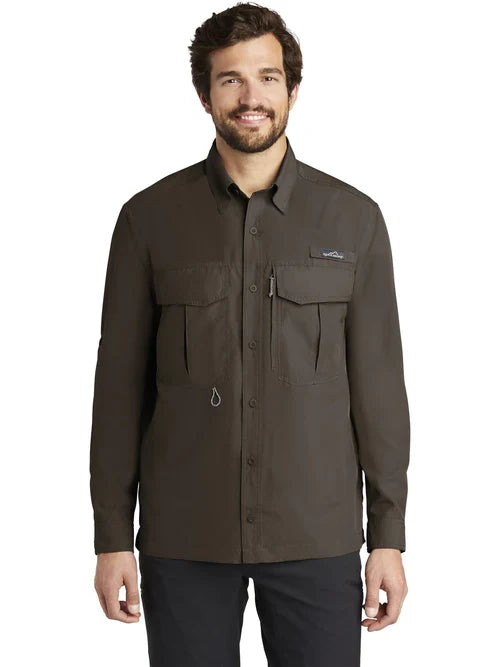 Eddie Bauer Long Sleeve Performance Fishing Shirt with custom logo embroidery