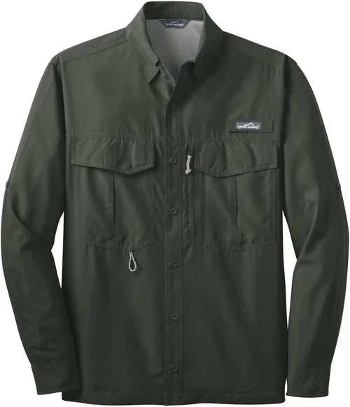 Eddie Bauer Long Sleeve Performance Fishing Shirt with custom logo embroidery