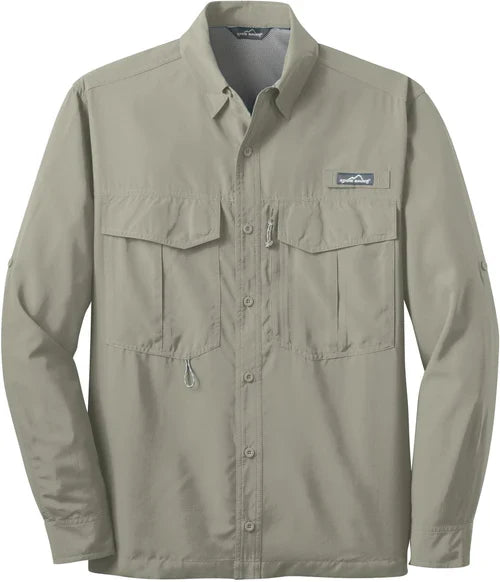 Eddie Bauer Long Sleeve Performance Fishing Shirt with custom logo embroidery