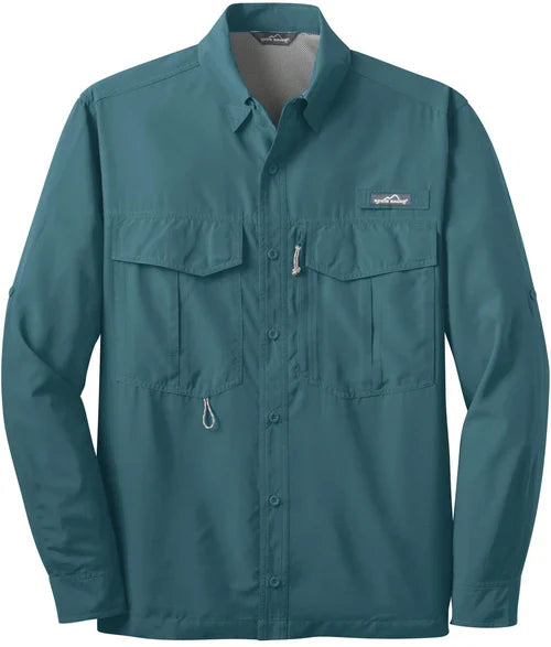 Eddie Bauer Long Sleeve Performance Fishing Shirt with custom logo embroidery