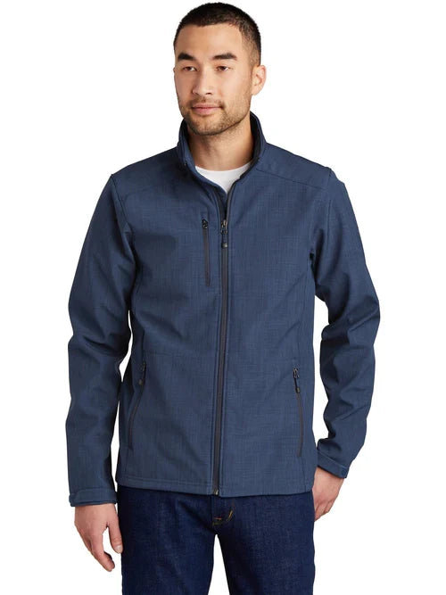Eddie Bauer Shaded Crosshatch Soft Shell Jacket with custom logo embroidery