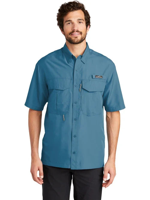 Eddie Bauer Short Sleeve Performance Fishing Shirt with custom logo embroidery