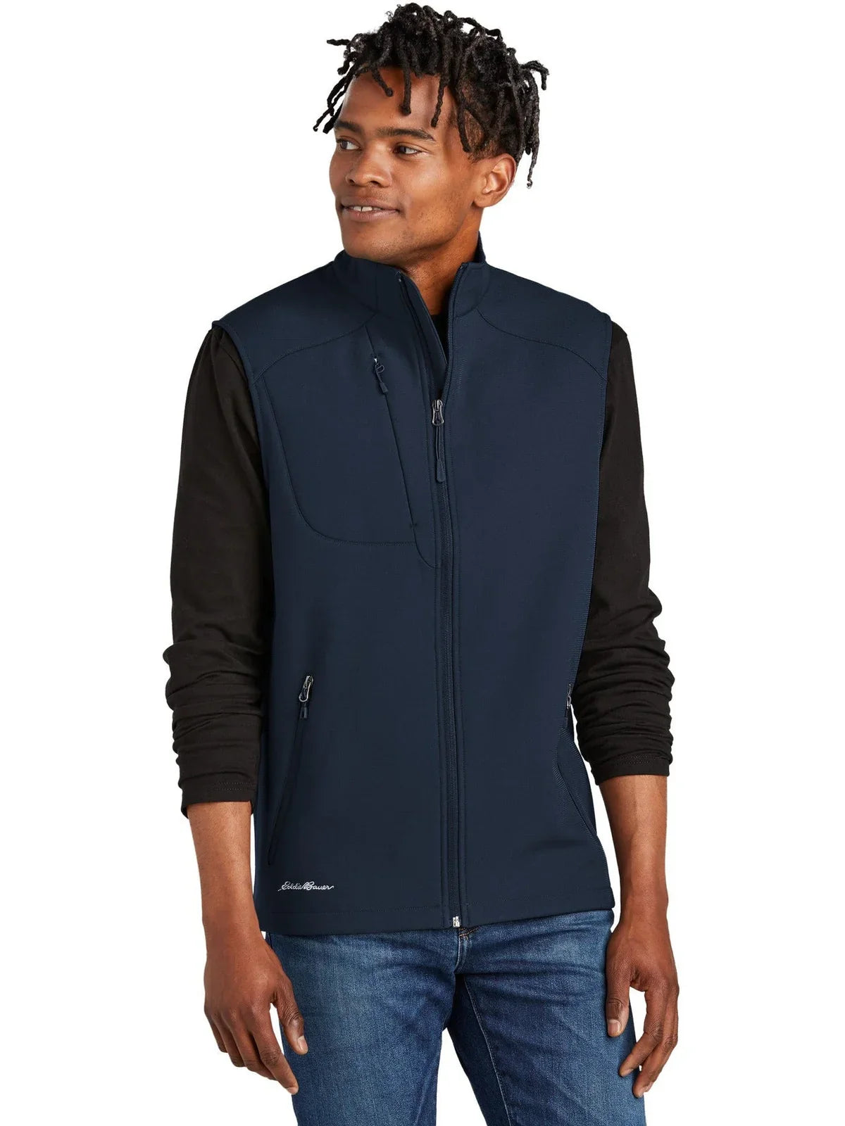 Eddie Bauer Stretch Soft Shell Vest with custom logo embroidery