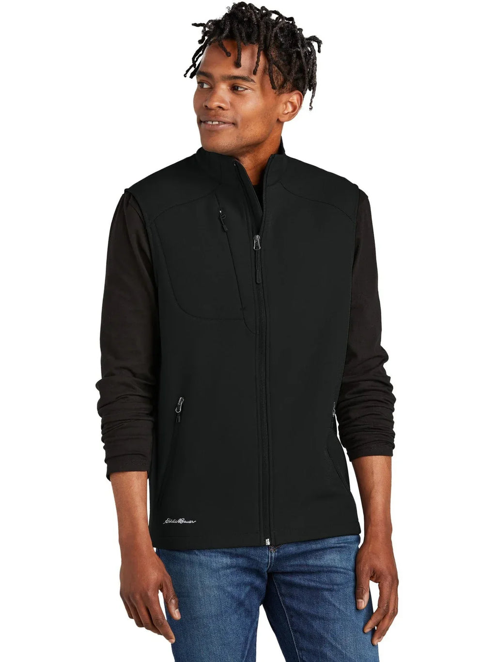 Eddie Bauer Stretch Soft Shell Vest with custom logo embroidery
