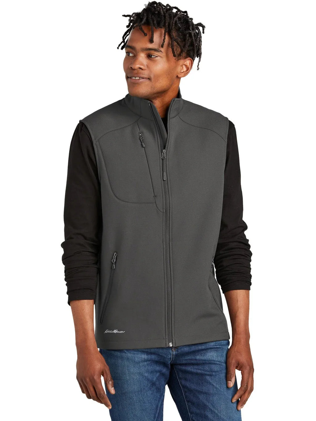 Eddie Bauer Stretch Soft Shell Vest with custom logo embroidery