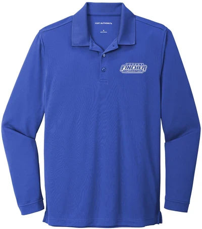 Port Authority Dry Zone UV Micro-Mesh Long Sleeve Polo with custom logo embroidery