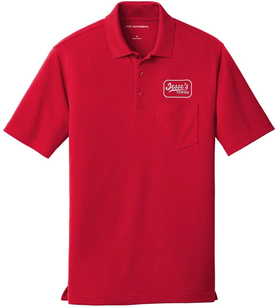 Port Authority Dry Zone UV Micro-Mesh Pocket Polo with custom logo embroidery