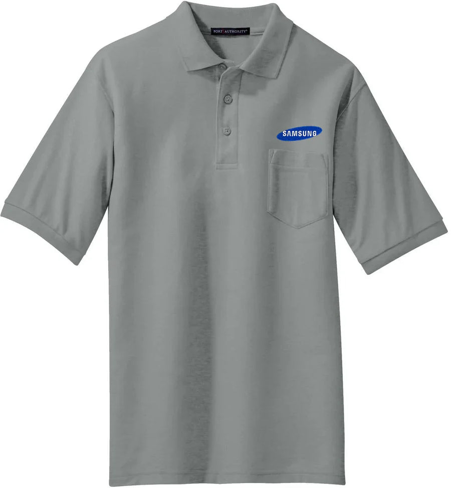 Port Authority Silk Touch Polo with Pocket with custom logo embroidery