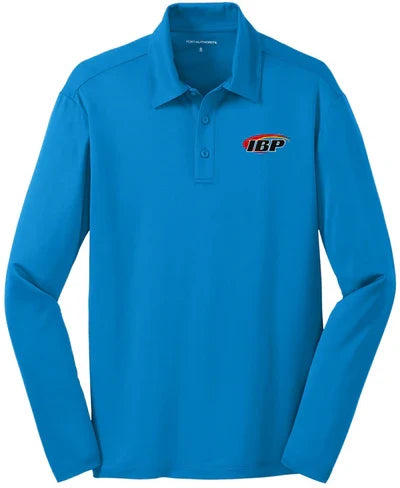 Port Authority Silk Touch Performance Long Sleeve Polo with custom logo embroidery