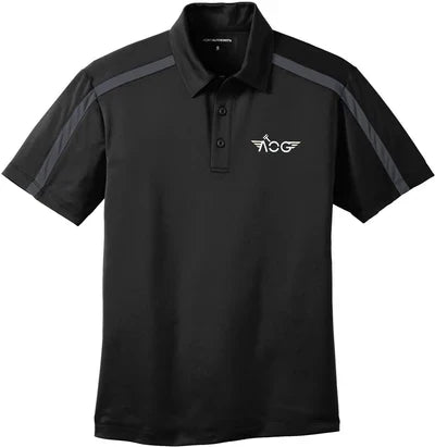 Port Authority Silk Touch Performance Colorblock Stripe Polo with custom logo embroidery
