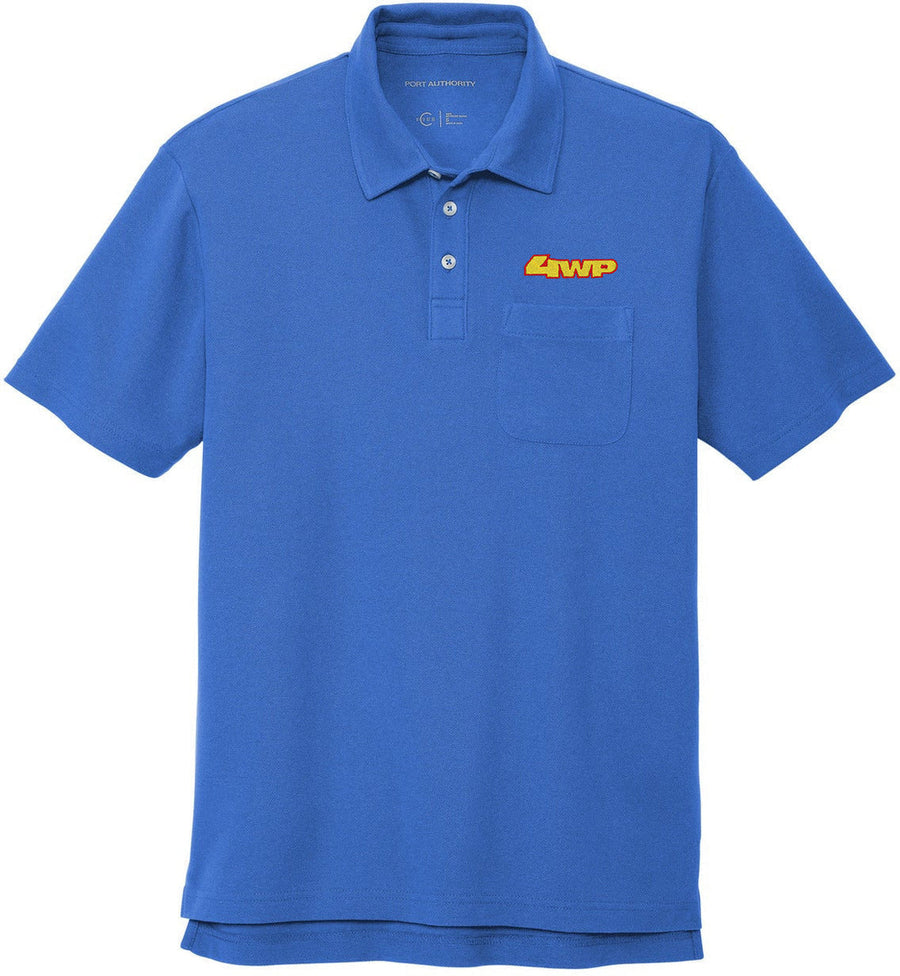Port Authority C-FREE Cotton Blend Pique Pocket Polo with custom logo embroidery