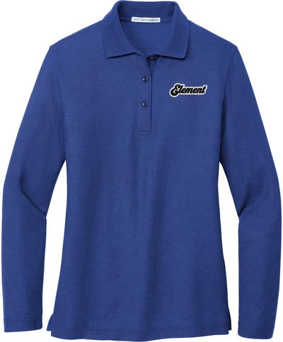Port Authority Ladies Silk Touch Long Sleeve Polo with custom logo embroidery