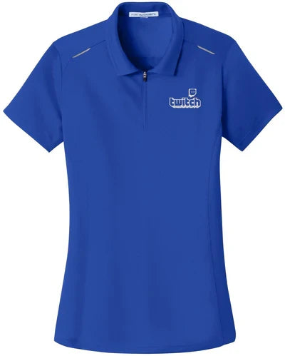 Port Authority Women's Pinpoint Mesh Zip Polo with custom logo embroidery