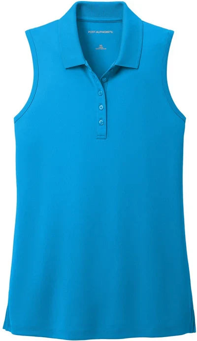 Port Authority Women's Dry Zone UV Micro-Mesh Sleeveless Polo with custom logo embroidery