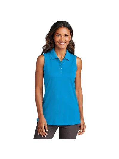 Port Authority Women's Dry Zone UV Micro-Mesh Sleeveless Polo with custom logo embroidery