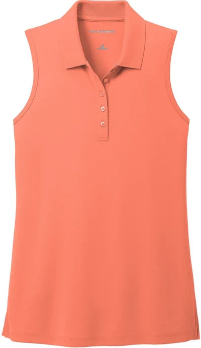 Port Authority Women's Dry Zone UV Micro-Mesh Sleeveless Polo with custom logo embroidery