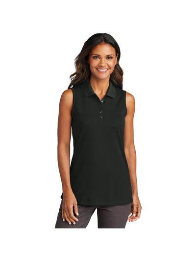 Port Authority Women's Dry Zone UV Micro-Mesh Sleeveless Polo with custom logo embroidery