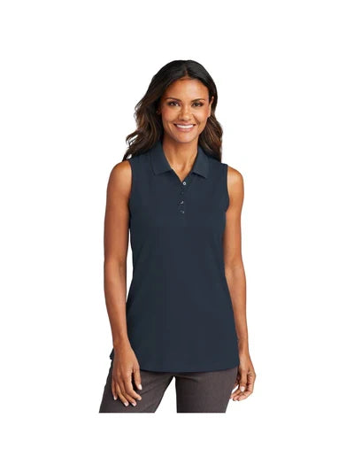 Port Authority Women's Dry Zone UV Micro-Mesh Sleeveless Polo with custom logo embroidery