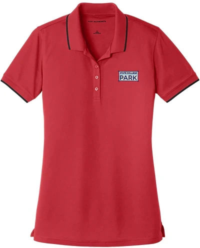 Port Authority Ladies Dry Zone UV Micro-Mesh Tipped Polo with custom logo embroidery