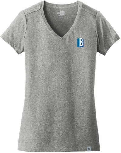 New Era Ladies Heritage Blend V-Neck Tee with custom logo embroidery