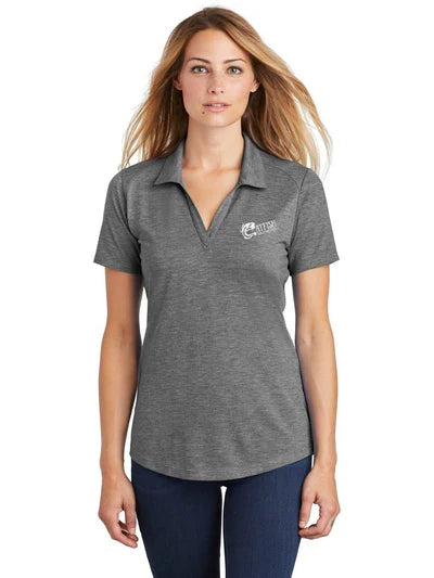 Sport-Tek Ladies PosiCharge Tri-Blend Wicking Polo with custom logo embroidery