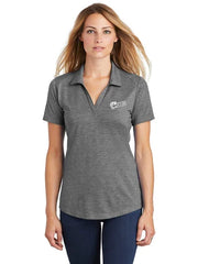 Sport-Tek Ladies PosiCharge Tri-Blend Wicking Polo with custom logo embroidery