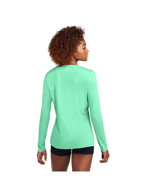 Sport-Tek Ladies Posi-UV Pro Long Sleeve with custom logo embroidery