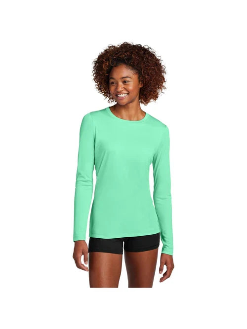 Sport-Tek Ladies Posi-UV Pro Long Sleeve with custom logo embroidery